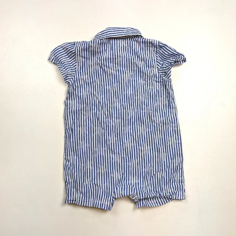 Cat & Jack Romper Outfit Baby Boys Sz 6-9m Fourth of July Patriotic Stripe Polo